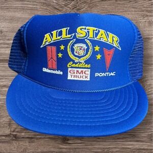 Vintage Snapback Trucker Hat Cap Patch mesh Cadillac Nissin USA General Motors